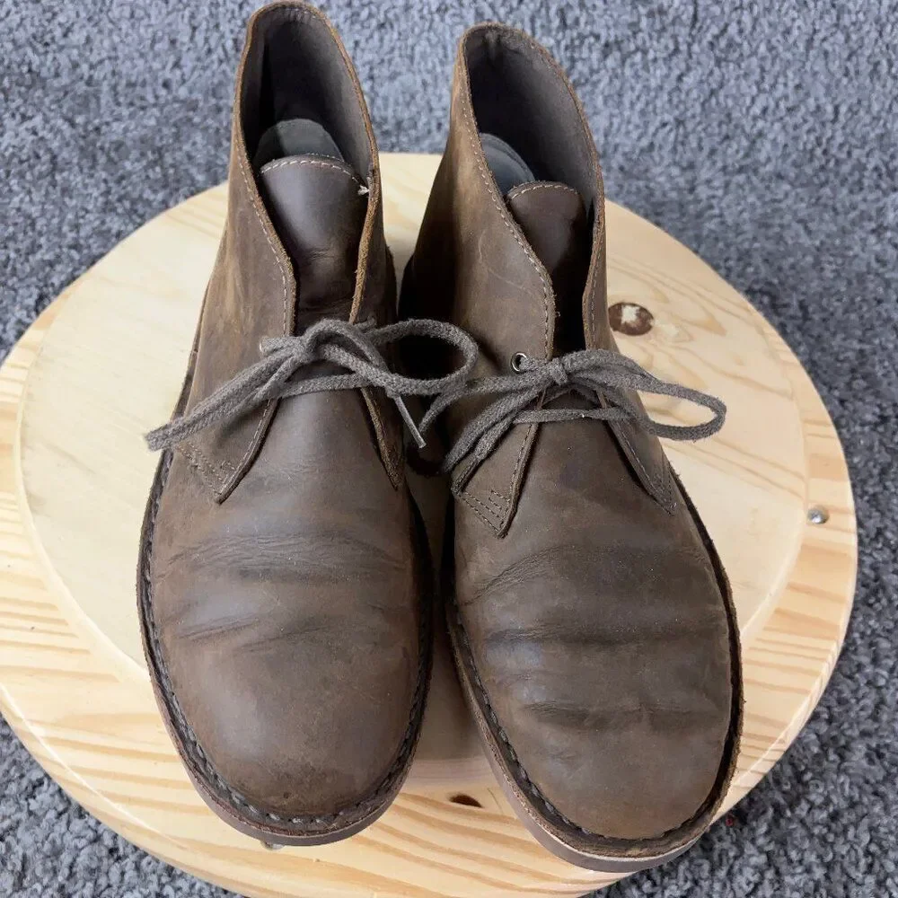 Clarks Bushacre 2 Desert Chukka Boots Mens Size 10 Brown Leather Lace Up Shoe